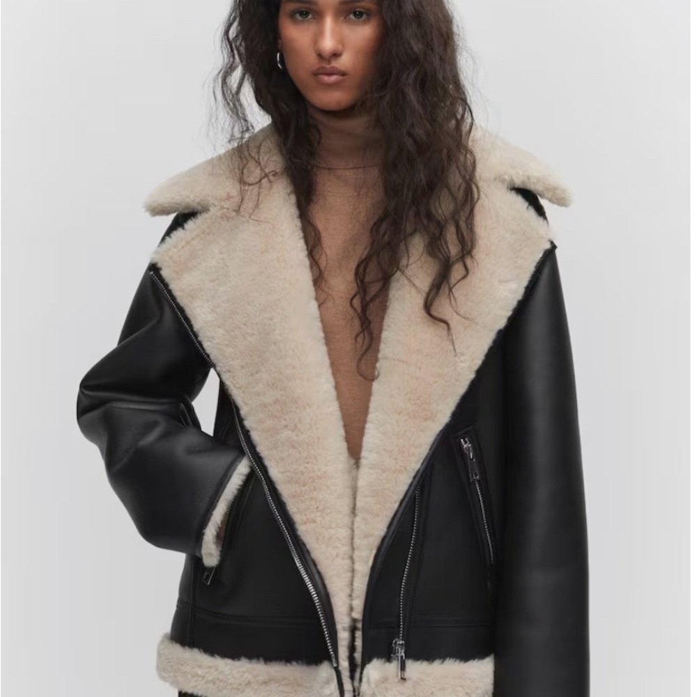 Mango Faux Shearling-lined Jacket